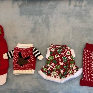 Multiples Festive Dog Sweater and Dress Set - Red, Green, White